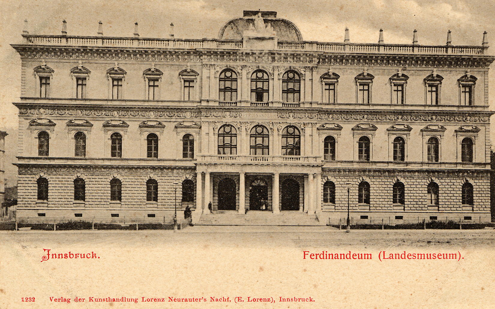 Correspondenz-Karte mit dem Tiroler Landesmuseum Ferdinandeum in der Museumstraße, um 1895.